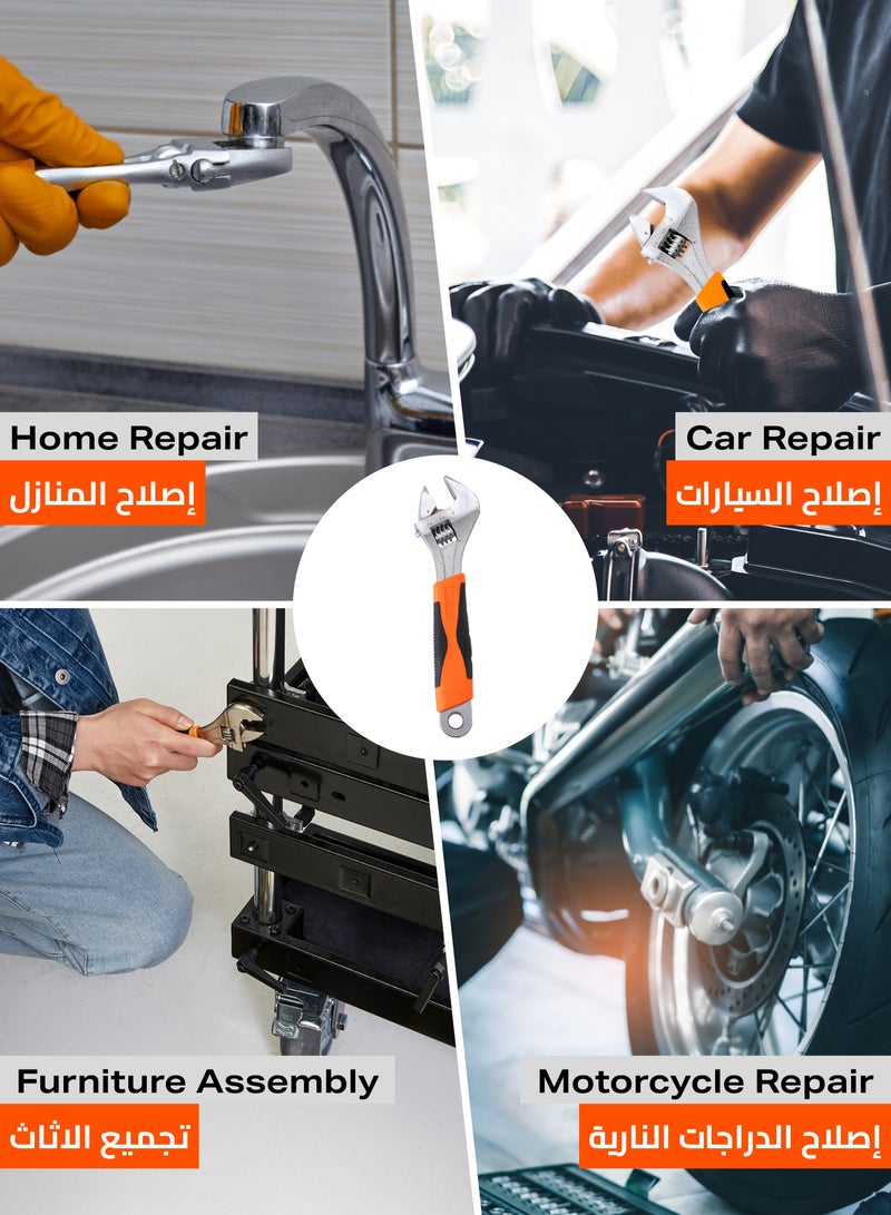 HOMESTAR Adjustable Wrench-Corrosion-Resistant Heavy-Duty Mechanic Tool Spanner with Quick-Adjust Feature and Rubber Grip Hanging Hole -for House Repairs Plumbing Automotive DIY Projects - Image 4
