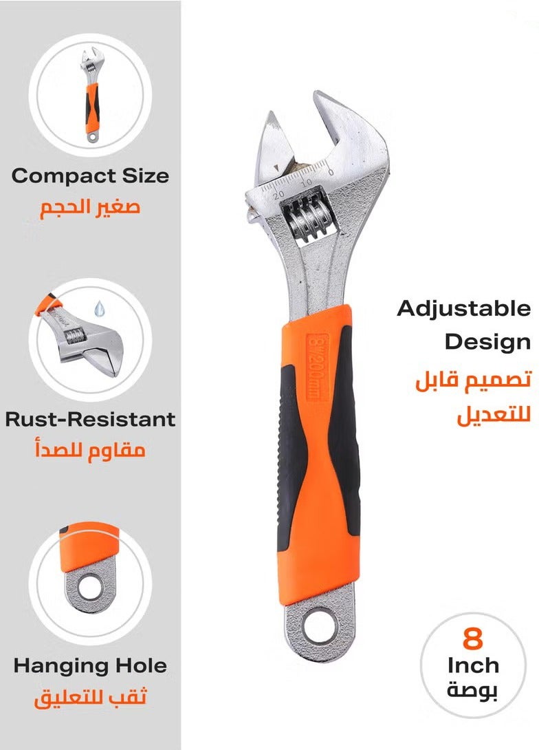 HOMESTAR Adjustable Wrench-Corrosion-Resistant Heavy-Duty Mechanic Tool Spanner with Quick-Adjust Feature and Rubber Grip Hanging Hole -for House Repairs Plumbing Automotive DIY Projects - Image 2