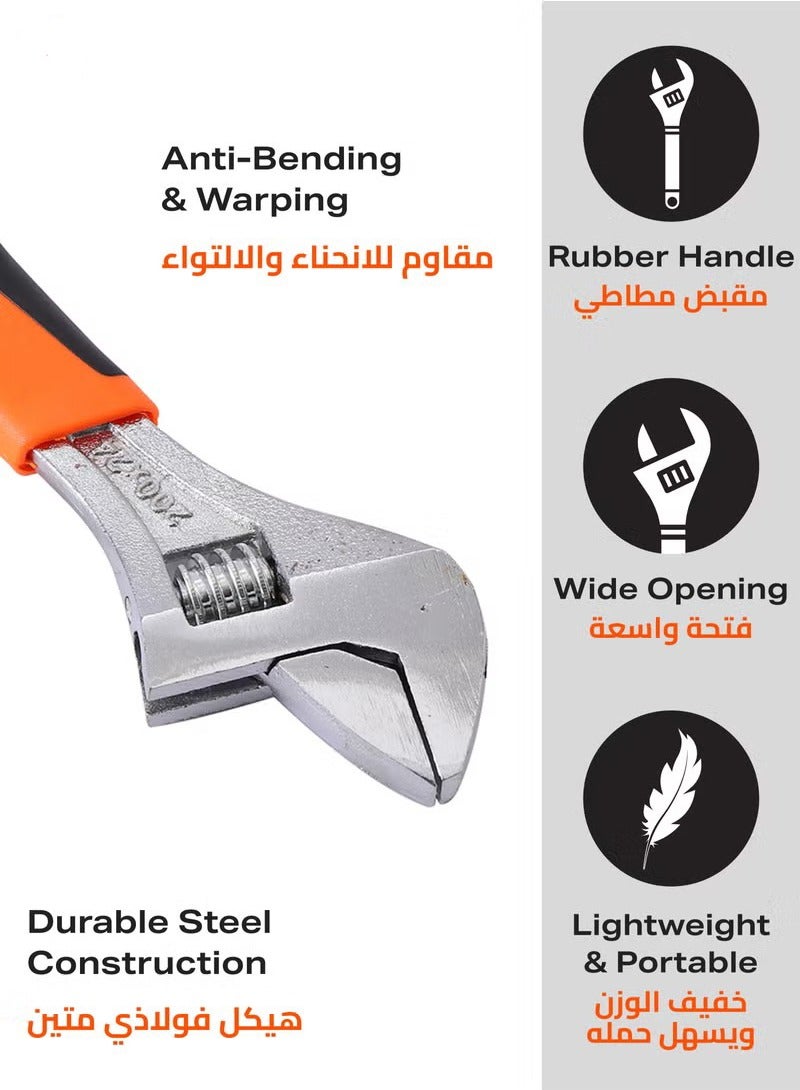 HOMESTAR Adjustable Wrench-Corrosion-Resistant Heavy-Duty Mechanic Tool Spanner with Quick-Adjust Feature and Rubber Grip Hanging Hole -for House Repairs Plumbing Automotive DIY Projects - Image 3