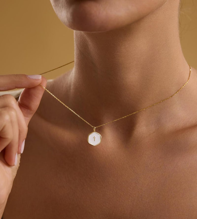 YEEZII Layered Gold Necklaces for Women Trendy, 3 Pcs 14K Gold Plated Choker Paperclip Box Chain Necklace, Stackable Women's Gold Pendant Necklaces Jewelry Set (Gold-Cross) - Image 5