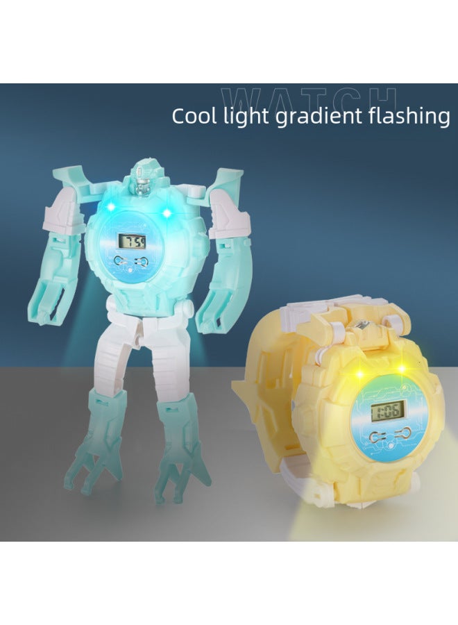 Cartoon Children's Educational Deformation Robot Watch Toy King Kong Luminous Electronic Watch Gift Gashapon For Boys And Girls-Color:Macaroon Powder (lighting)  - Image 5