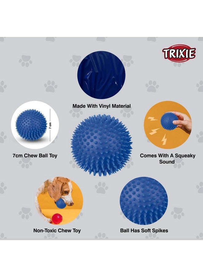 تريكسي لعبة كرة المضغ على شكل قنفذ، لعبة مضغ متينة غير سامة مصنوعة من الفينيل، مسامير ناعمة تساعد في تنظيف وتدليك اللثة، وتتحكم في المزيد من تراكم البلاك والجير - 10 سم (عبوة من 3 قطع) - Image 4