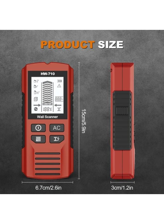 Red Digital Wall Scanner Detector for Stud Metal Wood Live AC Wire Cable PVC Pipe - Image 3