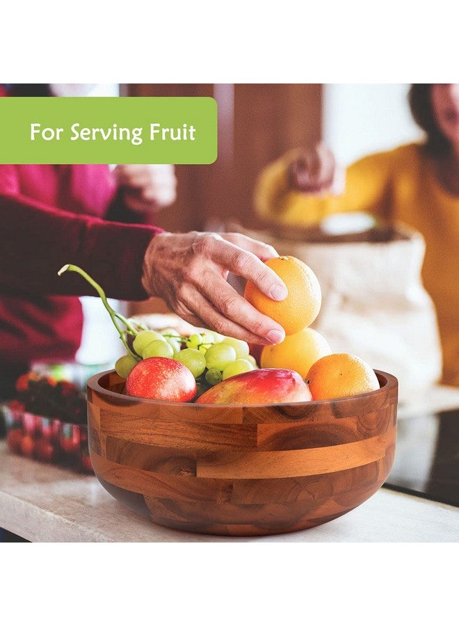 AIDEA Acacia Wood Salad Bowl Set with 2 Wooden Hands, Large Salad Bowl with Serving Utensils, Big Mixing Bowl for Fruits, Salad, Cereal, Corn flake,Pasta 11" Diameter x 4.5" Height - Image 5