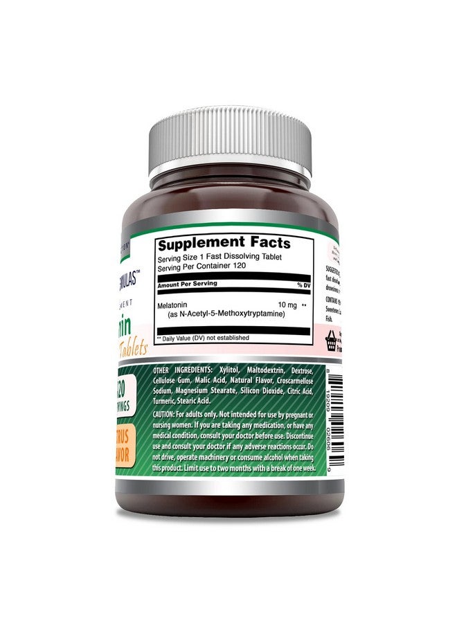أميزينغ نيوترشن تركيبة مذهلة من الميلاتونين سريعة الذوبان 10 مجم لكل وجبة 120 قرصًا مكمل غذائي | بنكهة الحمضيات | غير معدلة وراثيًا | خالية من الجلوتين | صنع في الولايات المتحدة الأمريكية - Image 3
