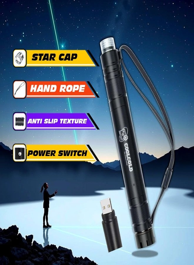 COOLCOLD Green Laser Light | USB Rechargeable, Laser Pointer Pen | Long-Range, Powerful | for Party, Disco Light Adjustable Mode, 2000m Handheld, Cat Laser Toy, Suitable for Camping, Hiking - Image 3
