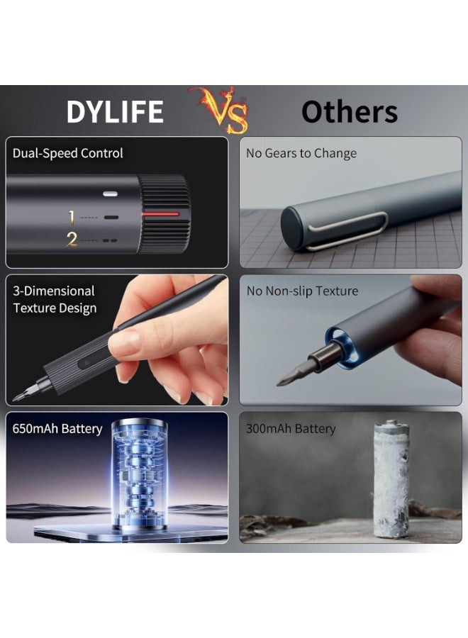 Precision Electric Screwdriver Set with 25 Magnetic Bits - Rechargeable Magnetic Small Set for PC Building Electronic Phone Camera Laptop Watch Camera Repair Kit Mini Power Screwdriver - Image 3