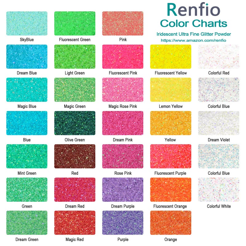 Renfio Iridescent Ultra Fine Glitter Powder Resin Supplies Glitters 1.94 Oz (55g) PET Flake Crafts Sequins 1/128" 0.008" 0.2mm Epoxy Chips Flakes for Tumbler Slime Olympic Decorations - Colorful White - Image 3