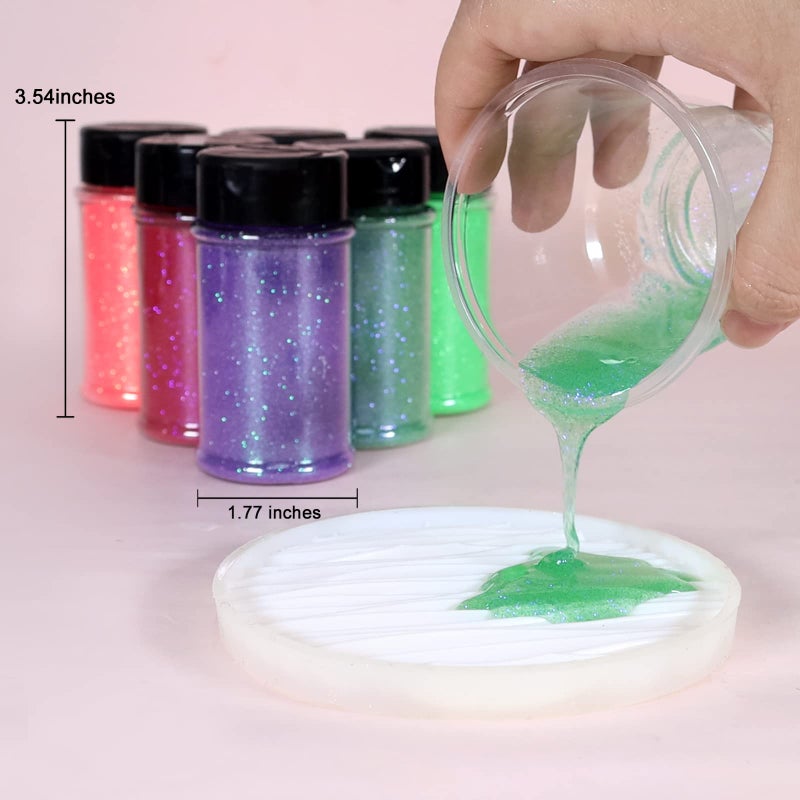 Renfio Iridescent Ultra Fine Glitter Powder Resin Supplies Glitters 1.94 Oz (55g) PET Flake Crafts Sequins 1/128" 0.008" 0.2mm Epoxy Chips Flakes for Tumbler Slime Olympic Decorations - Colorful White - Image 4