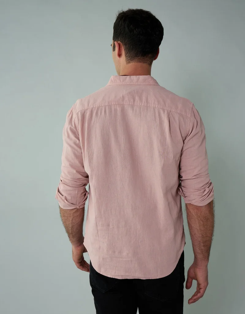 امريكان ايجل قميص بأزرار وأكمام طويلة من مزيج الكتان