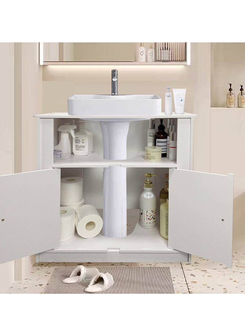 AOJEZOR AOJEZOR Mobile Floor Standing Double Door Bathroom Vanity Cabinet,PVC environmentally friendly material,waterproof and moisture-proof,60x30x60 CM,white  - Image 4