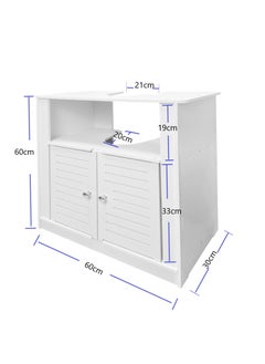 AOJEZOR AOJEZOR Mobile Floor Standing Double Door Bathroom Vanity Cabinet,PVC environmentally friendly material,waterproof and moisture-proof,60x30x60 CM,white  - Image 2