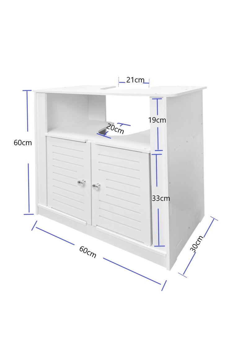 AOJEZOR AOJEZOR Mobile Floor Standing Double Door Bathroom Vanity Cabinet,PVC environmentally friendly material,waterproof and moisture-proof,60x30x60 CM,white  - Image 2