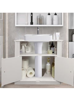 AOJEZOR AOJEZOR Mobile Floor Standing Double Door Bathroom Vanity Cabinet,PVC environmentally friendly material,waterproof and moisture-proof,60x30x60 CM,white  - Image 5