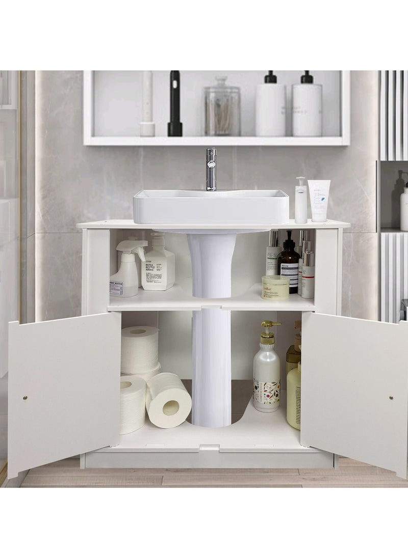 AOJEZOR AOJEZOR Mobile Floor Standing Double Door Bathroom Vanity Cabinet,PVC environmentally friendly material,waterproof and moisture-proof,60x30x60 CM,white  - Image 5