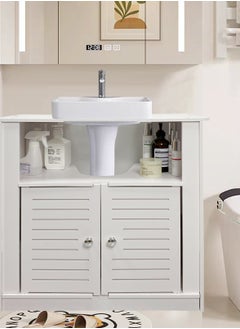 AOJEZOR AOJEZOR Mobile Floor Standing Double Door Bathroom Vanity Cabinet,PVC environmentally friendly material,waterproof and moisture-proof,60x30x60 CM,white  - Image 3