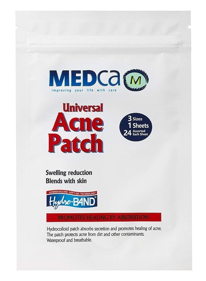 MEDca Acne Absorbing Covers - Hydrocolloid Acne Care Bandages (24 Count) Three Universal Patch Sizes, Acne Blemish Treatment for Face & Skin Spot Pore Patch that Conceals, Reduce Pimples and Blackheads - Image 1