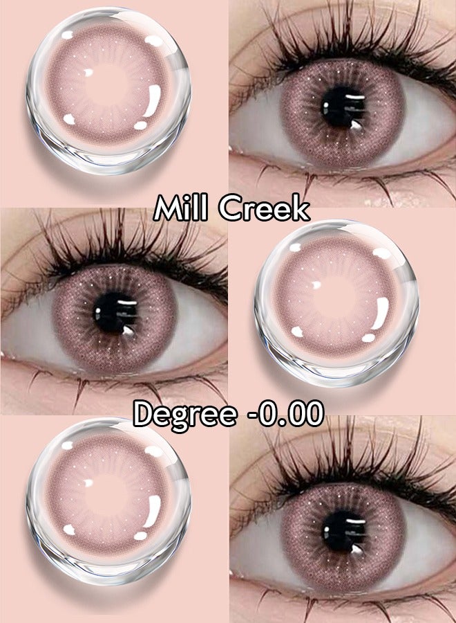Mill creek Color Contact Lenses 14.2MM HEMA+NVP Lenses One Year of Usage Time 1 pair of 2 Pink Glasses - Image 1