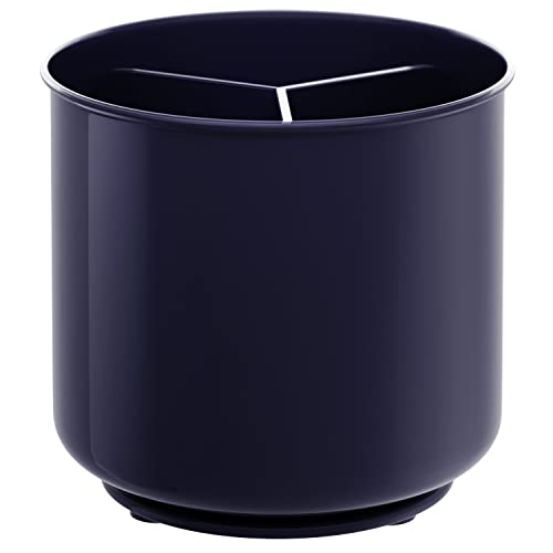 Cooler Kitchen Plastic Rotating Extra Large Utensil Holder Crock with No-Tip Weighted Base, Removable Divider, and Gripped Insert - Dishwasher Safe Kitchen Utensil Holder for Kitchen Counter: Blue Utensil Caddy - Image 1