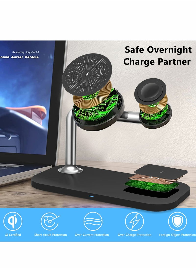 Excefore - Magnetic Wireless Charging Station for Apple Series, 3-in-1 Standard 15W Fast Mag-Safe Charger Stand iPhone 14,13,12 Pro Max/Pro/Mini/Plus, iWatch Ultra/8/7/6/5/4/3/2, - Image 1