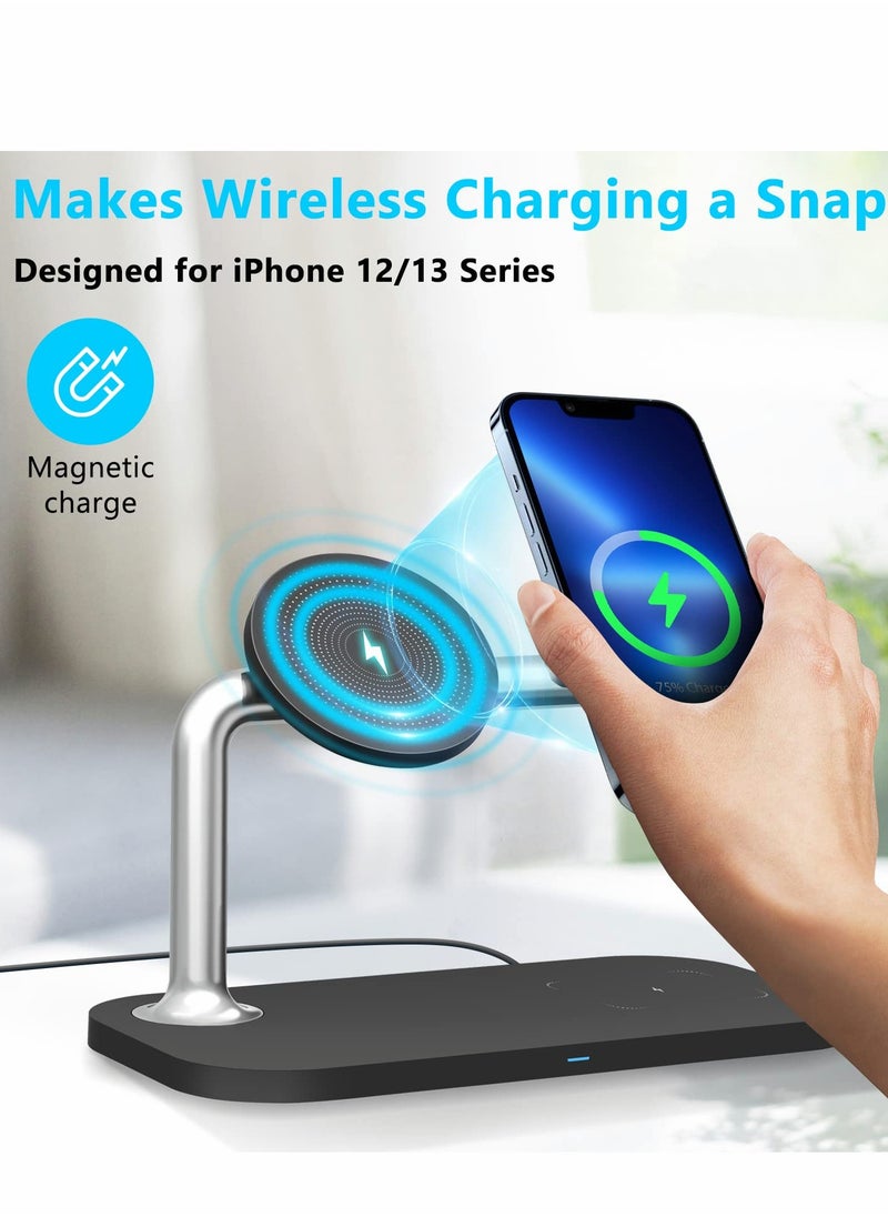 Excefore - Magnetic Wireless Charging Station for Apple Series, 3-in-1 Standard 15W Fast Mag-Safe Charger Stand iPhone 14,13,12 Pro Max/Pro/Mini/Plus, iWatch Ultra/8/7/6/5/4/3/2, - Image 1