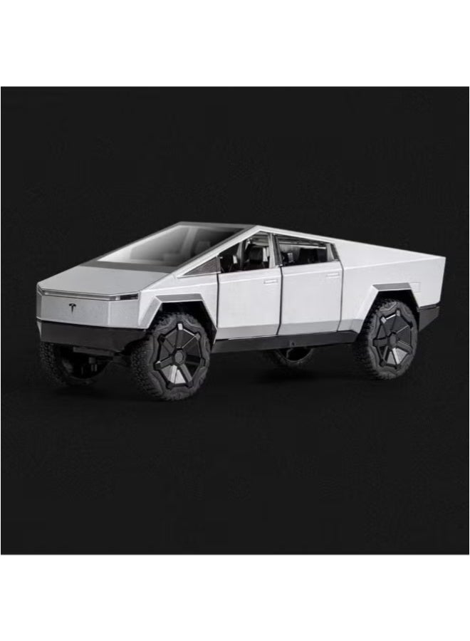 حديقة الألعاب محاكاة بمقياس ١:٣٢ لنموذج سيارة تسلا سايبرترك المصبوب | شاحنة بيك أب قابلة للسحب مع صوت وإضاءة | لعبة مصنوعة من السبائك المعدنية للأطفال والمتحمسين - Image 3