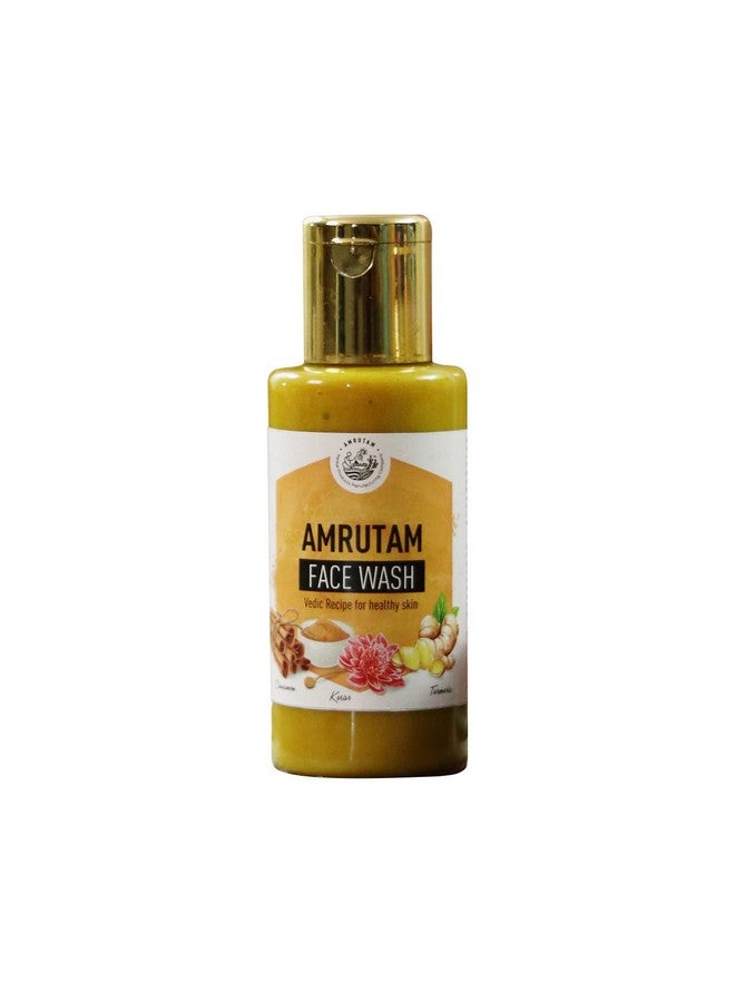 AMRUTAM Face Wash | Authentic Ayurvedic Face Cleanser with Cinnamon, Haldi & Kesar | Targets Acne, Scars, Dark Spots & Hyperpigmentation for Radiant, Youthful Skin | Natural Skin Care & Deep Nourishment Formula, 100 ml - Image 1
