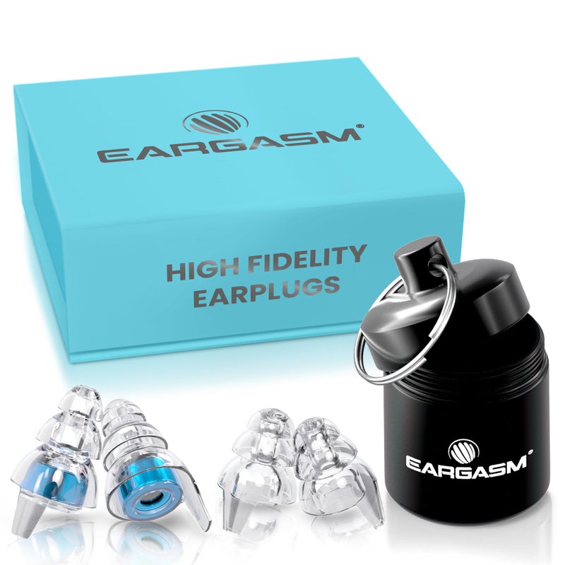 Eargasm Eargasm High Fidelity Earplugs with Blue Filters - Reusable Noise Reduction Hearing Protection Ear-Plugs with Carrying Case for Concerts, Festivals, Raves, Musicians, Live Music, Sporting Events  - Image 1