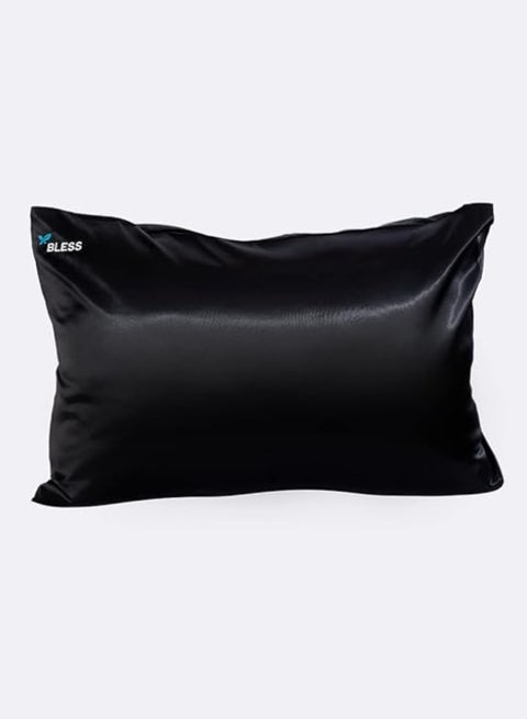 غطاء وسادة ستان أسود