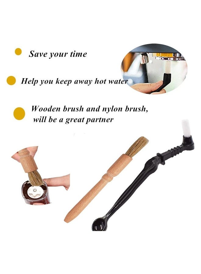 5 Pieces Coffee Brush Set Professional Espresso Brush Kit Include Wooden Coffee Grinder Machine Cleaning Brush and Nylon Espresso Brush for Coffee Machine Group Head - Image 2