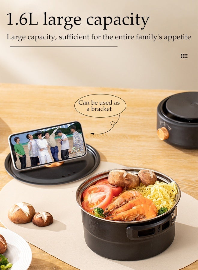 DUNISO Multi-functional Electric Frying Pan Split Design Folding Electric Boiling Pot Portable Non-Stick Electric Multi Cooker Pot with Egg Steaming Stand 2 Gear Rapid Heating Detachable Hot Pot and Baking Tray - Image 5