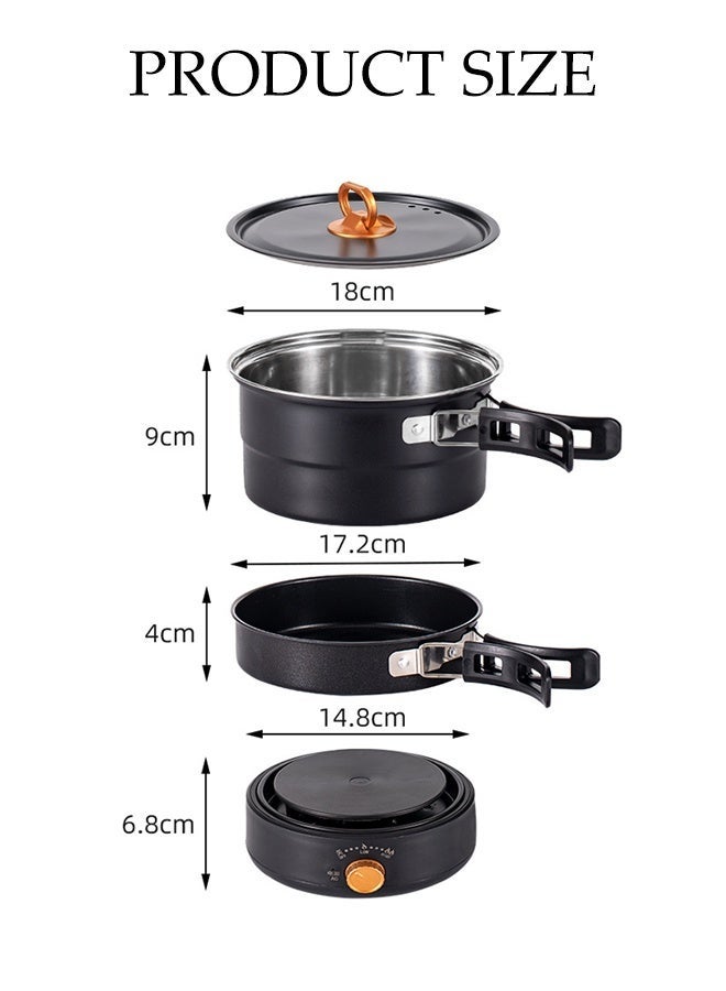 DUNISO Multi-functional Electric Frying Pan Split Design Folding Electric Boiling Pot Portable Non-Stick Electric Multi Cooker Pot with Egg Steaming Stand 2 Gear Rapid Heating Detachable Hot Pot and Baking Tray - Image 4