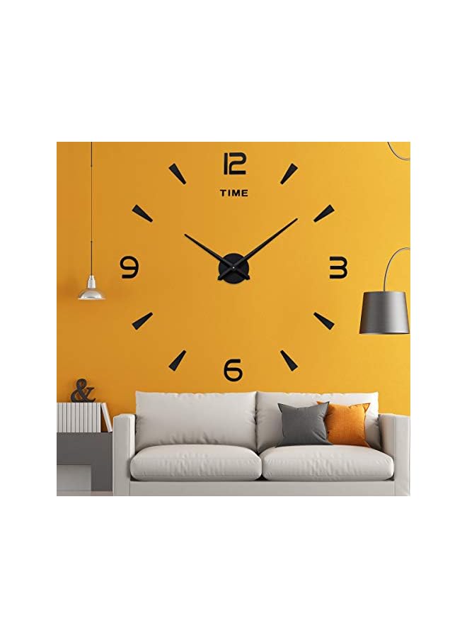 Raxoom 3D DIY Wall Clock Decor Sticker Mirror Frameless Large DIY Wall Clock Kit for Home Living Room Bedroom Office Decoration (Black) - Image 2