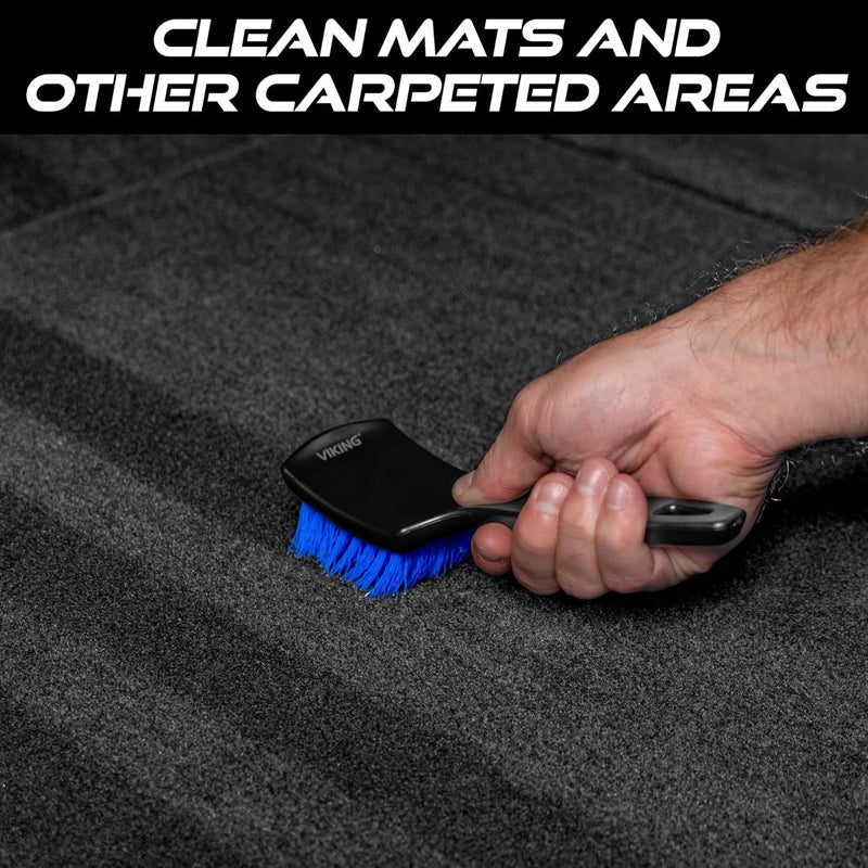 VIKING Carpet Cleaning Brush, Scrub Brush for Floor Mats, Cleaning Brush for Car Interior and Home, Black and Blue, 8.3 inch x 2.5 inch - Image 5