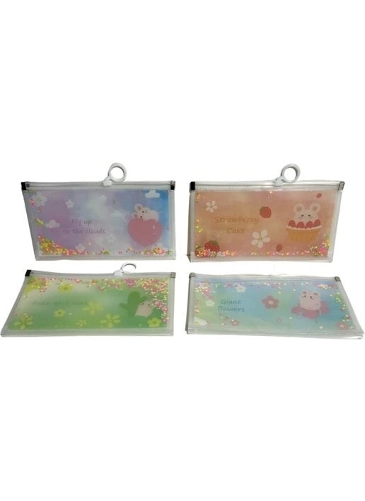 DK - Patterned Zippered Sequin Transparent File 21X11.5CM. - Image 1