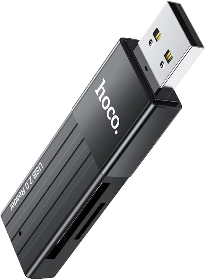 Hoco Hoco HB20 - Mindful 2-in-1 USB2.0 Card Reader, Support TF/SD Card, Compatible With Windows And Mac OS - Black