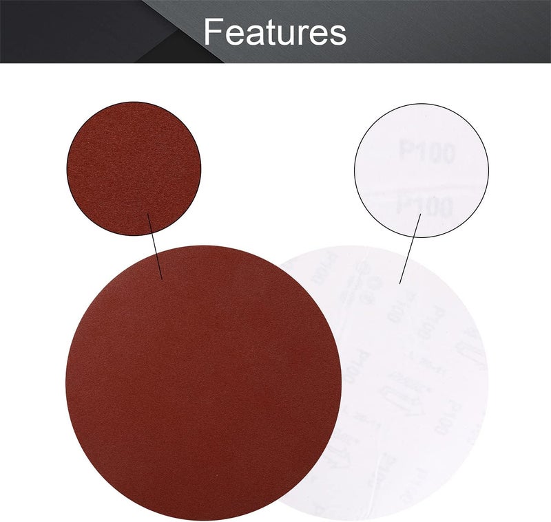 Utoolmart PSA Sanding Discs, 9-inch Self Stick Adhesive Back Sandpaper, 100 Grits No-Hole Aluminum Oxide Sanding Paper, for Random Orbital Sander, Wood, Metal Polishing, 10 Pcs - Image 3