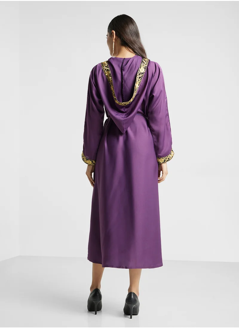 ARABIAN CLOSET Embroidered Hooded Abaya