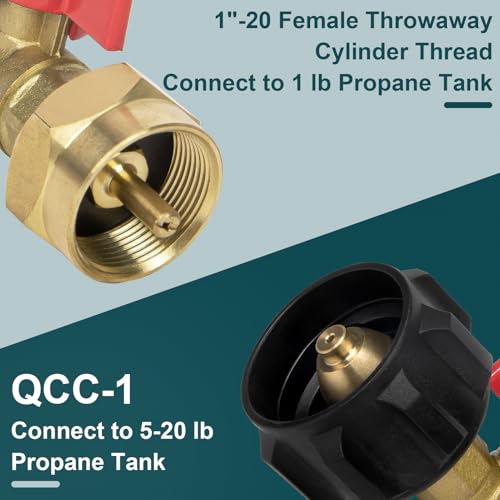 GASPRO Upgraded Propane Refill Adapter with Valve and Gauge, Fill 1 lb Bottles from 20 lb Tank, 90-Degree Elbow Design, Easy to Use, Solid Brass - Image 2