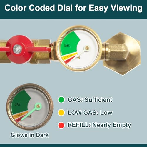 GASPRO Upgraded Propane Refill Adapter with Valve and Gauge, Fill 1 lb Bottles from 20 lb Tank, 90-Degree Elbow Design, Easy to Use, Solid Brass - Image 5