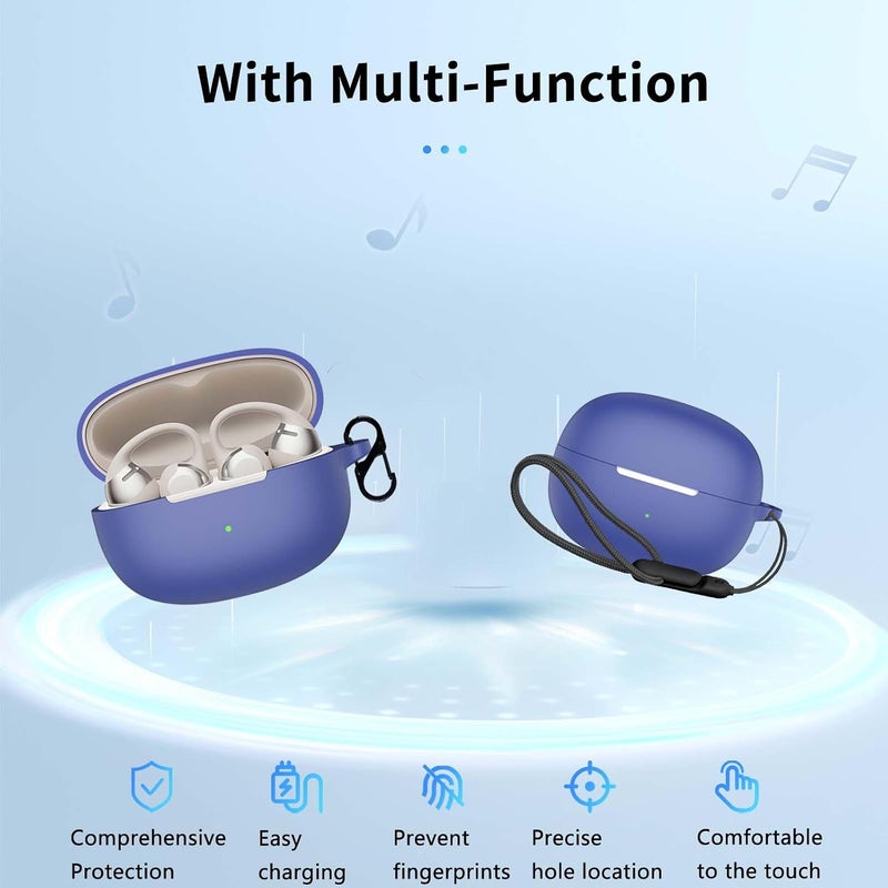 NOUKAJU for SHOKZ OpenDots One Case Cover,NOUKAJU Earphone Protective Cover(with Carabiner + Lanyard + Cleaning Pen) Drop-Proof,Shock-Proof,Protective Case for SHOKZ OpenDots ONE Open Earphones(Blue) - Image 3