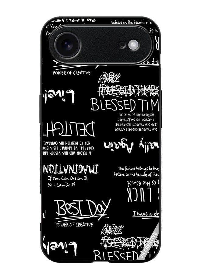 VR CREATIVE Protective Case Cover For Apple iPhone 17 Air Allography And Lettering Black Design Multicolour
