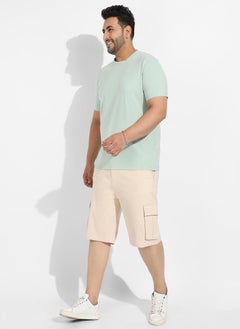 Instafab Plus Men's Sage Green Basic Regular Fit T-Shirt  - Image 5