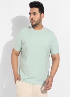 Instafab Plus Men's Sage Green Basic Regular Fit T-Shirt  - Image 2