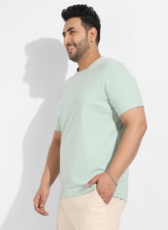 Instafab Plus Men's Sage Green Basic Regular Fit T-Shirt  - Image 3