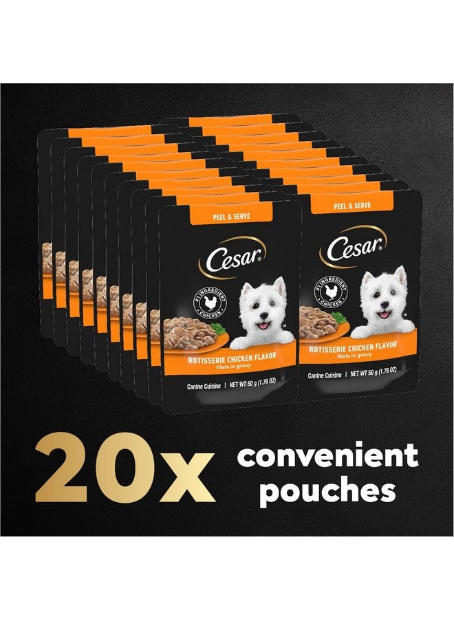 Cesar Filets in Gravy Wet Dog Food Rotisserie Chicken Flavor, 1.76 oz. Mini-Pouch, 20 Pack - Image 1