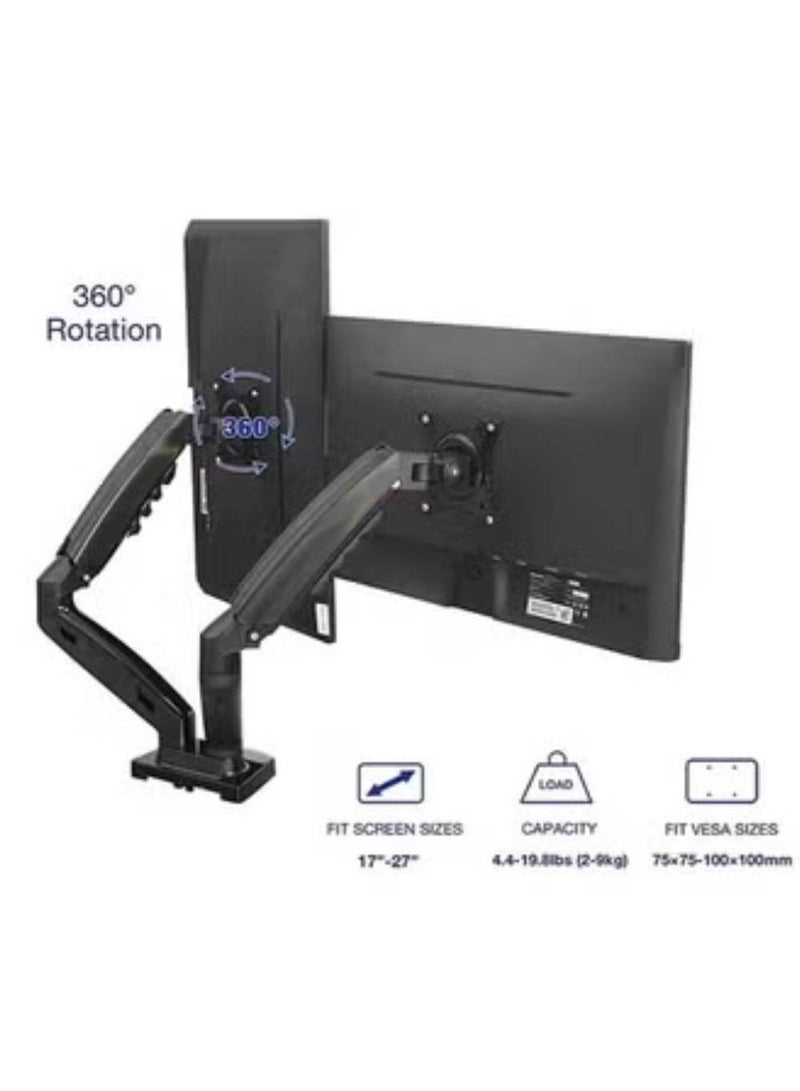 سكيل تك Dual Monitor Desk Mount Stand Full Motion Swivel Computer Monitor Arm for Two Screens 17-32 Inch with 4.4~19.8lbs Load Capacity for Each Display Black - Image 5