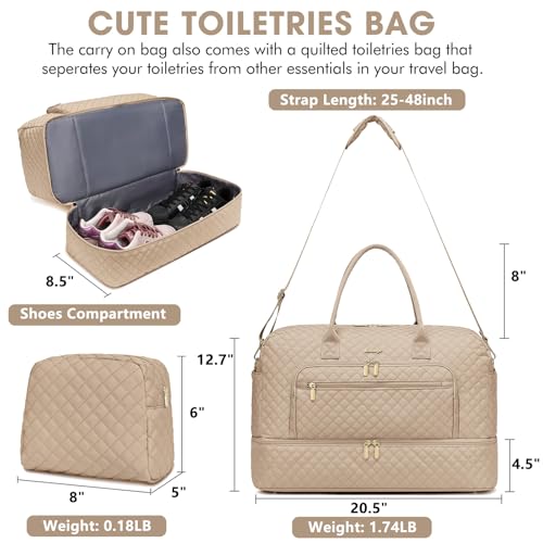 LUOCIP Travel Duffle Bag Weekender for Women - Carry-On Overnight Bag Personal Item Bag with Shoe Compartment & Wet Pocket Large Weekend Tote Bags with Toiletry Bag Hospital Bags for Labor and Delivery - Image 2