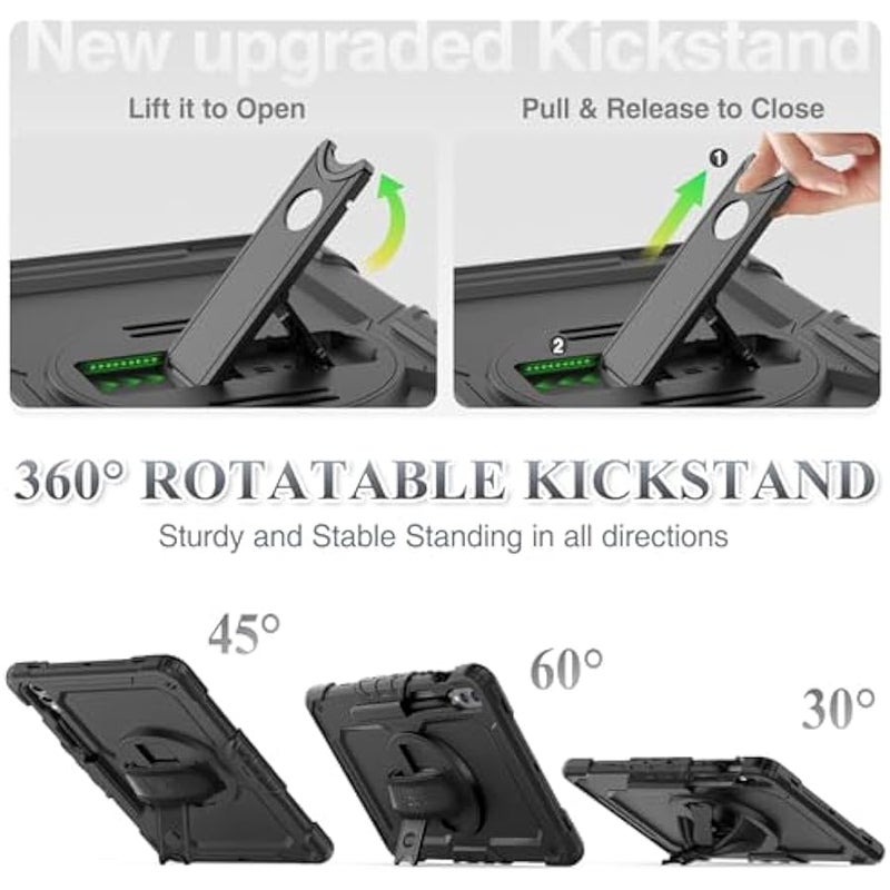 Case for Samsung Galaxy Tab S9 Plus / S9 FE+ Plus 12.4'' with Screen Protector 【360 Rotating Stand】 Hand Shoulder Strap Protective Case for Galaxy Tab S9+ / S9 FE+ 12.4'', Black - Image 4