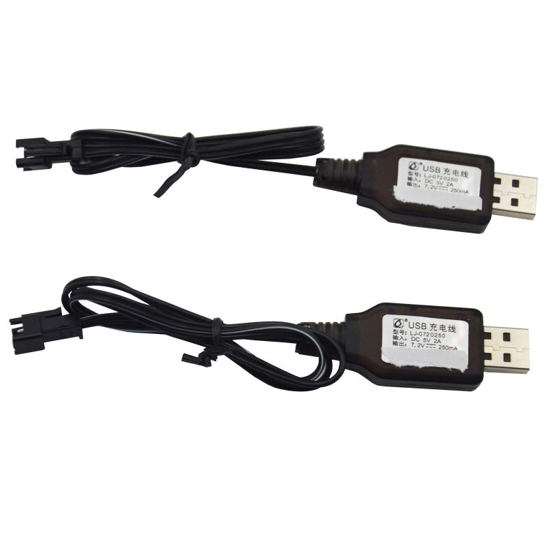 Blomiky 2 Pack 7.2V USB Charger Cable with SM-2P Connector Plug Replacement for 7.2V Ni-Cd Ni-Mh Battery Previous Old Version Huina 1550 15 Channel RC Excavator RC Cars Toy SM 2P USB 7.2V 2 - Image 4